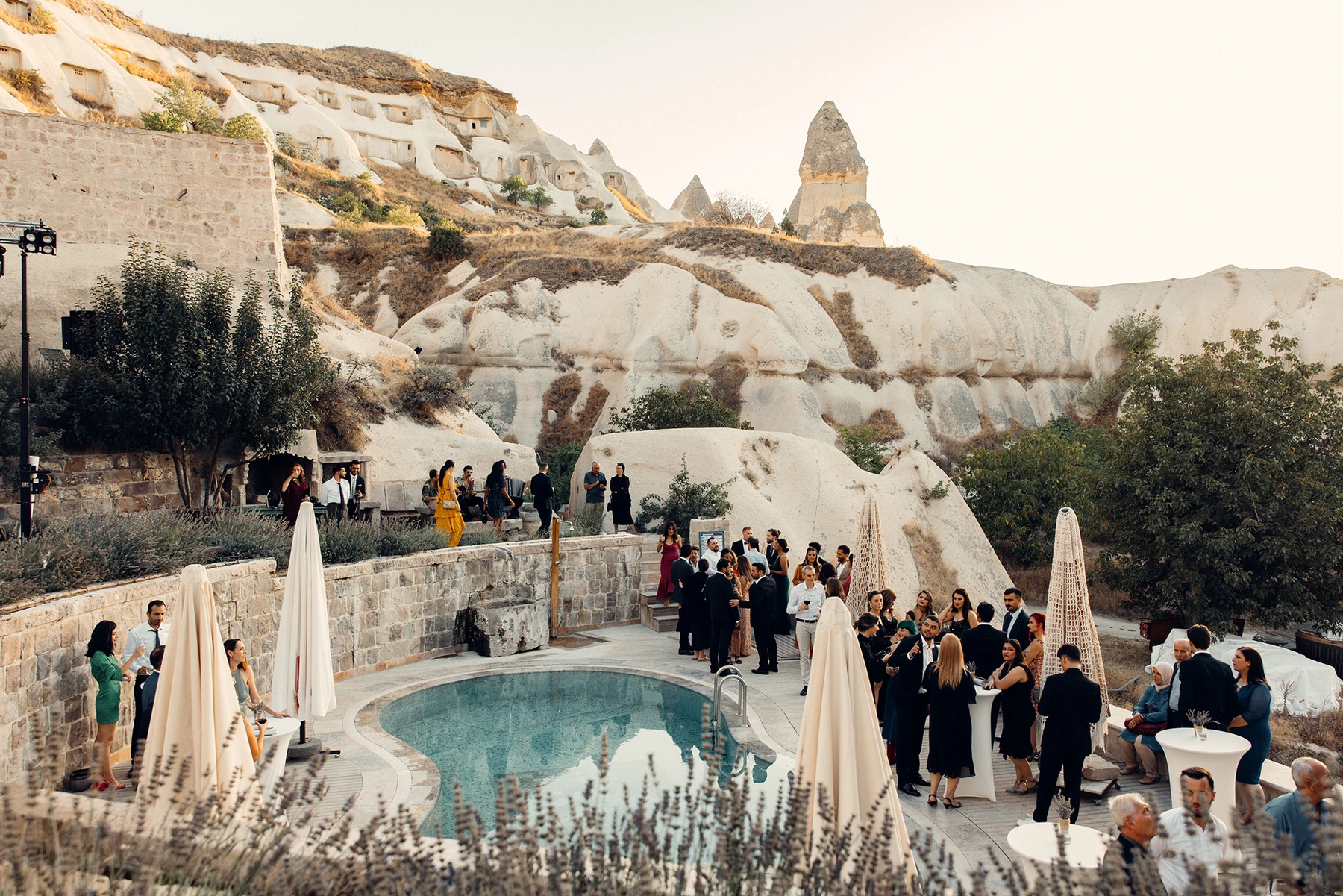Aiza garden and outdoor gathering at Aza Cave Hotel