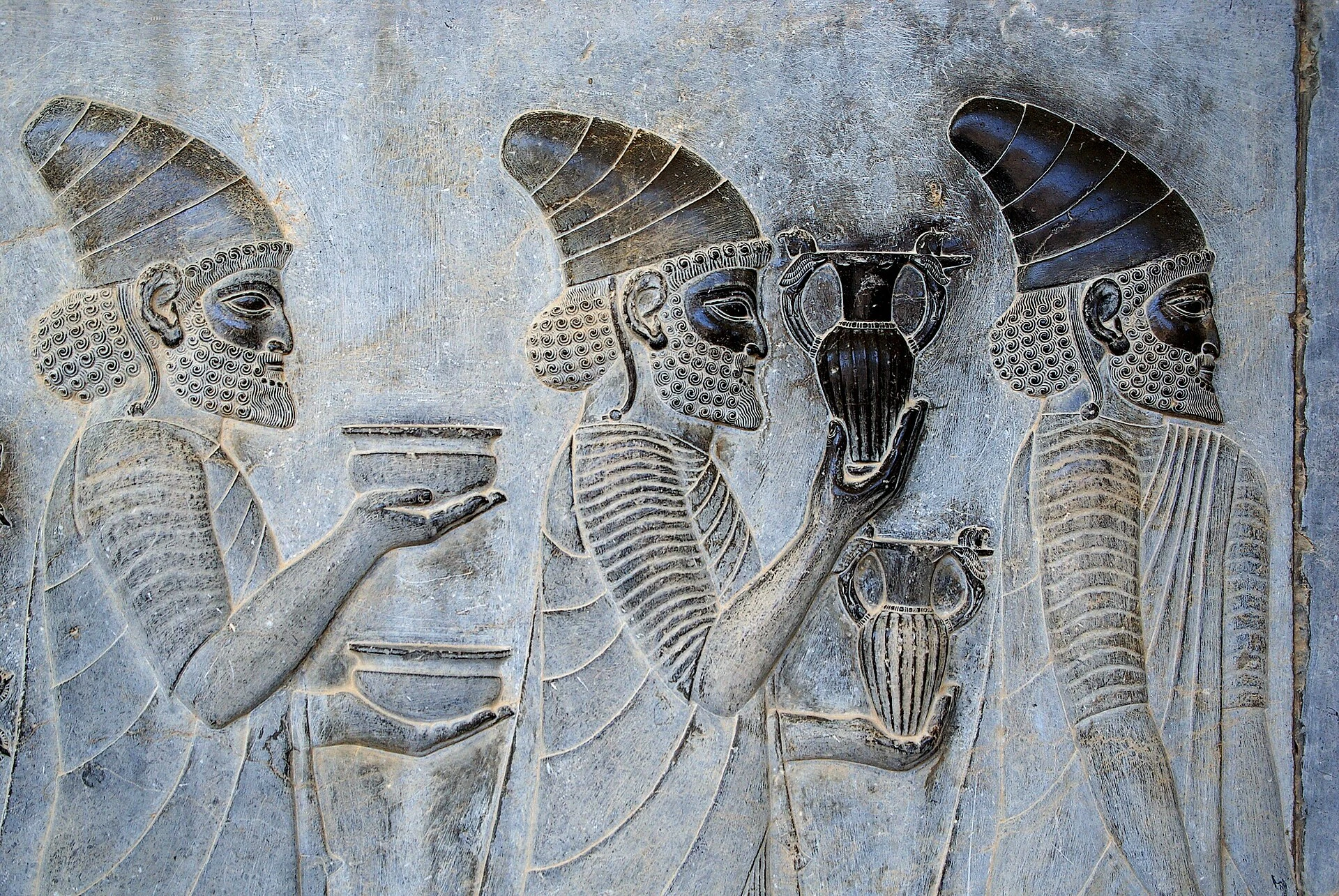 Reliefs on the Apadana staircase at Persepolis.