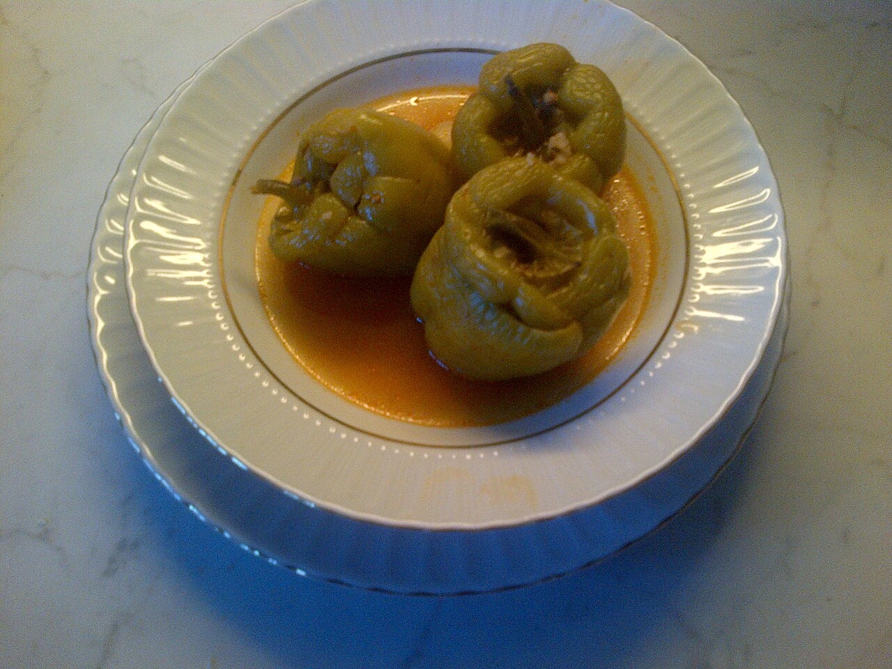 Meat-stuffed peppers, a contemporary dolma.