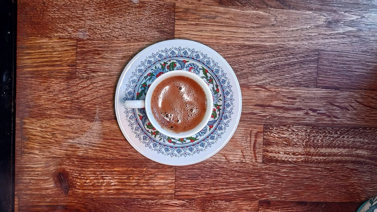 Turkish coffee, a contemporary serving.