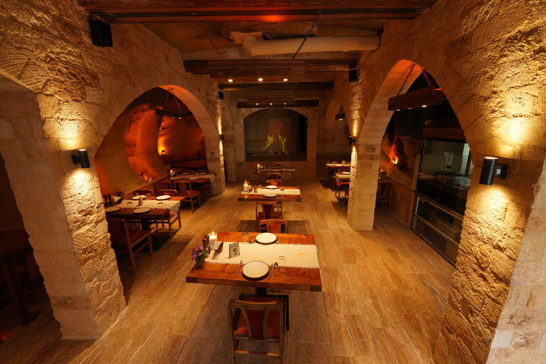 Stone dining room at Deve Hanı Cappadocia, Ürgüp