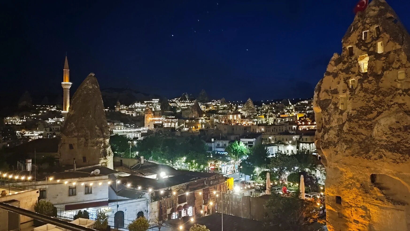 Haruna Restaurant — archived June 2025 photograph of its Göreme night view
