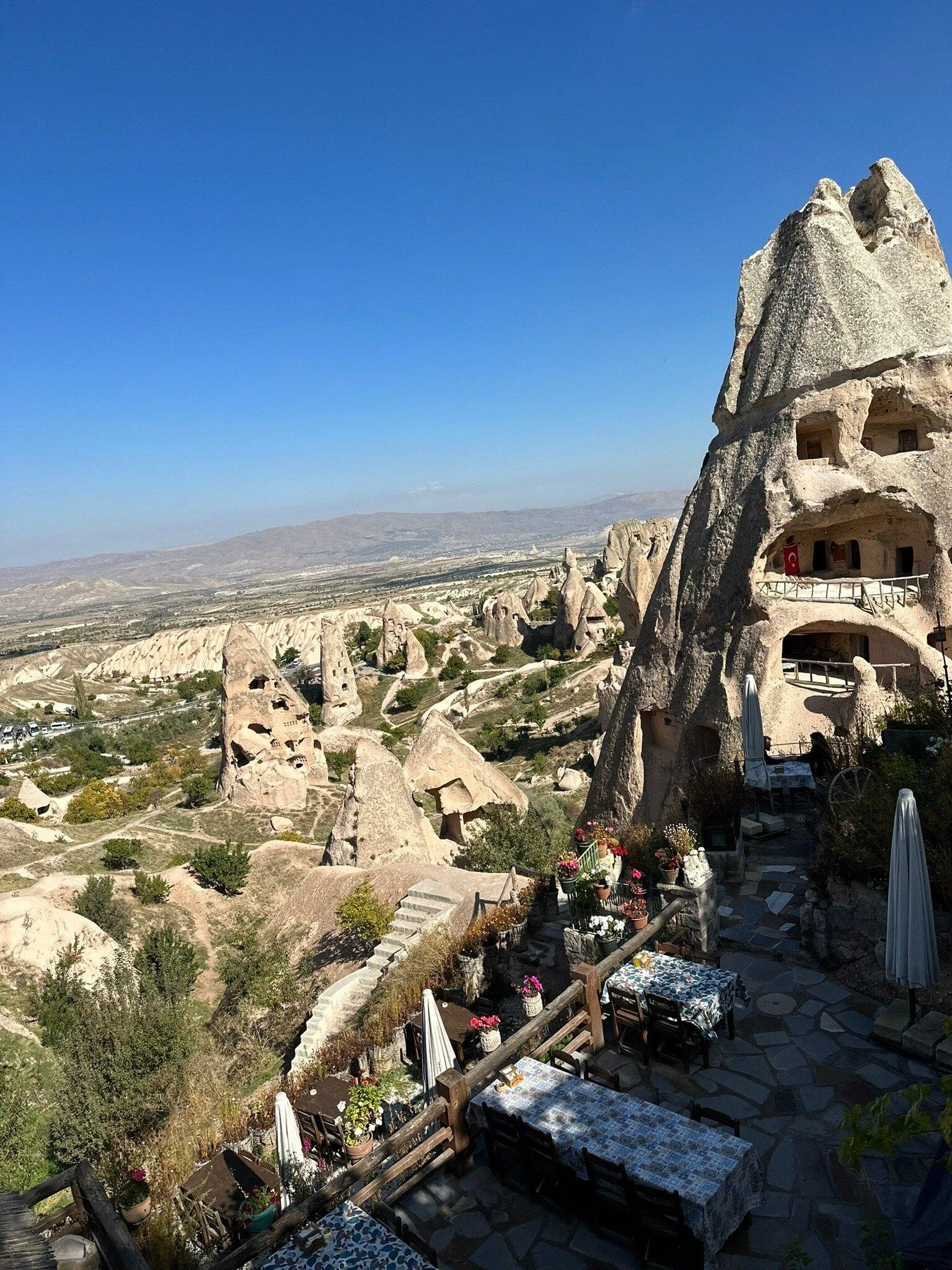 Cikonun Yeri in Uçhisar — terrace view of Uçhisar rock formations