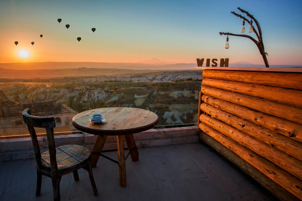 Wish Terrace overlooking Cappadocia at sunrise
