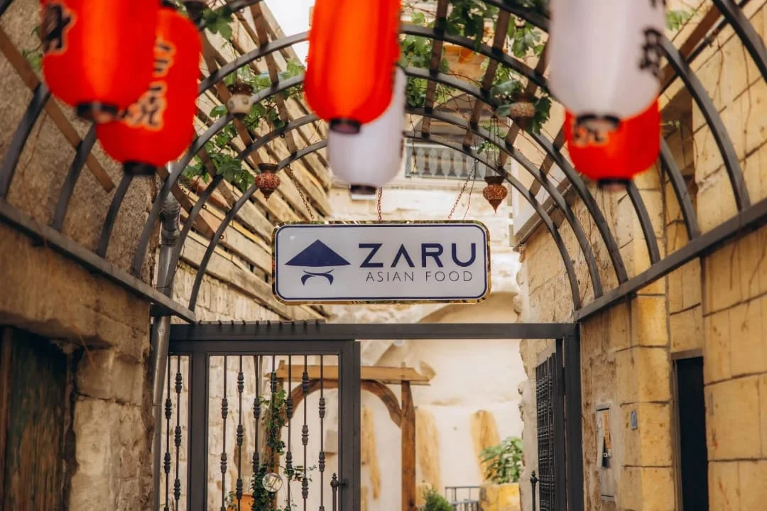Lanterns at the entrance to Zaru Asian Food in Uçhisar