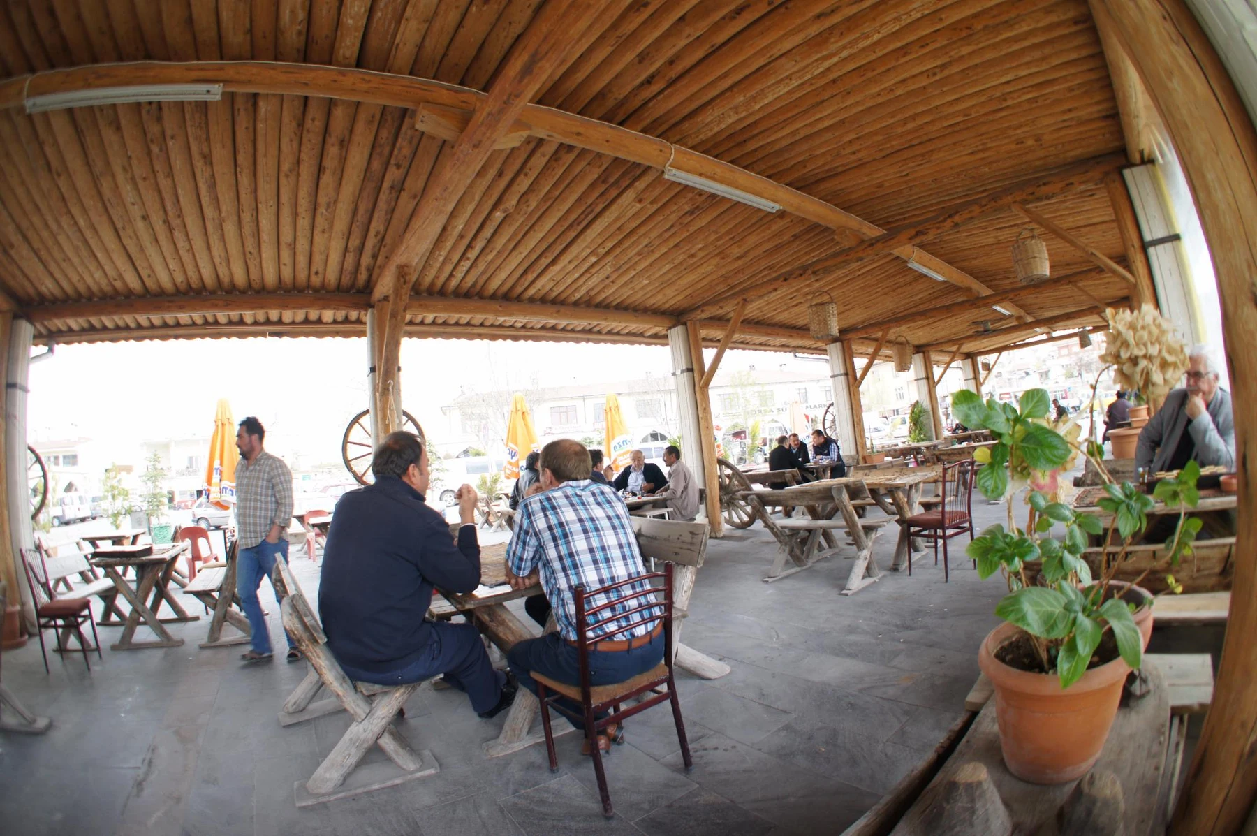 Covered wooden terrace at Park Cafe Ali’nin Yeri in Ortahisar